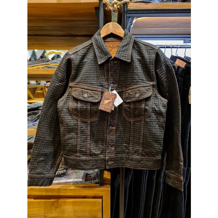 Studio D'Artisan Amami Dorozome Sashiko Indigo Denim Jacket - Brown Terlaris