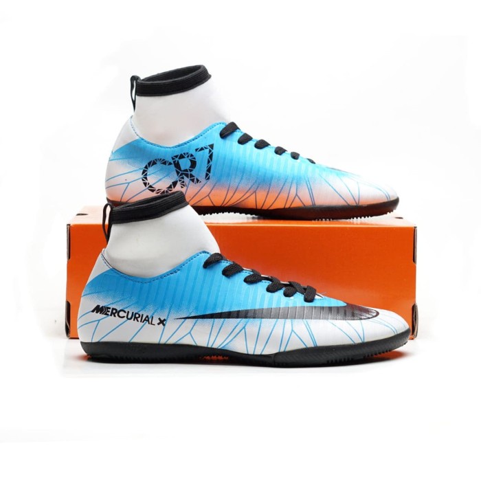 SinTShop- SEPATU FUTSAL PRIA NIKE MERCURIAL CR7 BIRU PUTIH