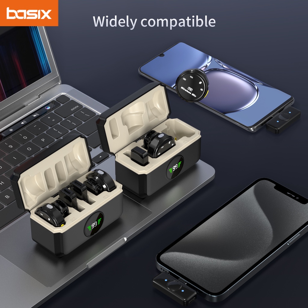 Wireless Lavalier Microphone Set For Iphone Android Dual Omnidirectional Condenser Lapel Mic Noise