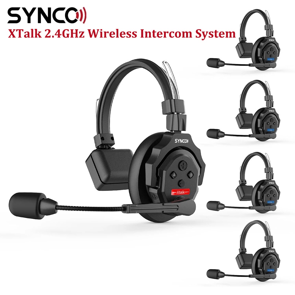 Synco Xtalk 2.4Ghz Wireless Intercom System Remote Headsets Wireless Microphone Expanded Team