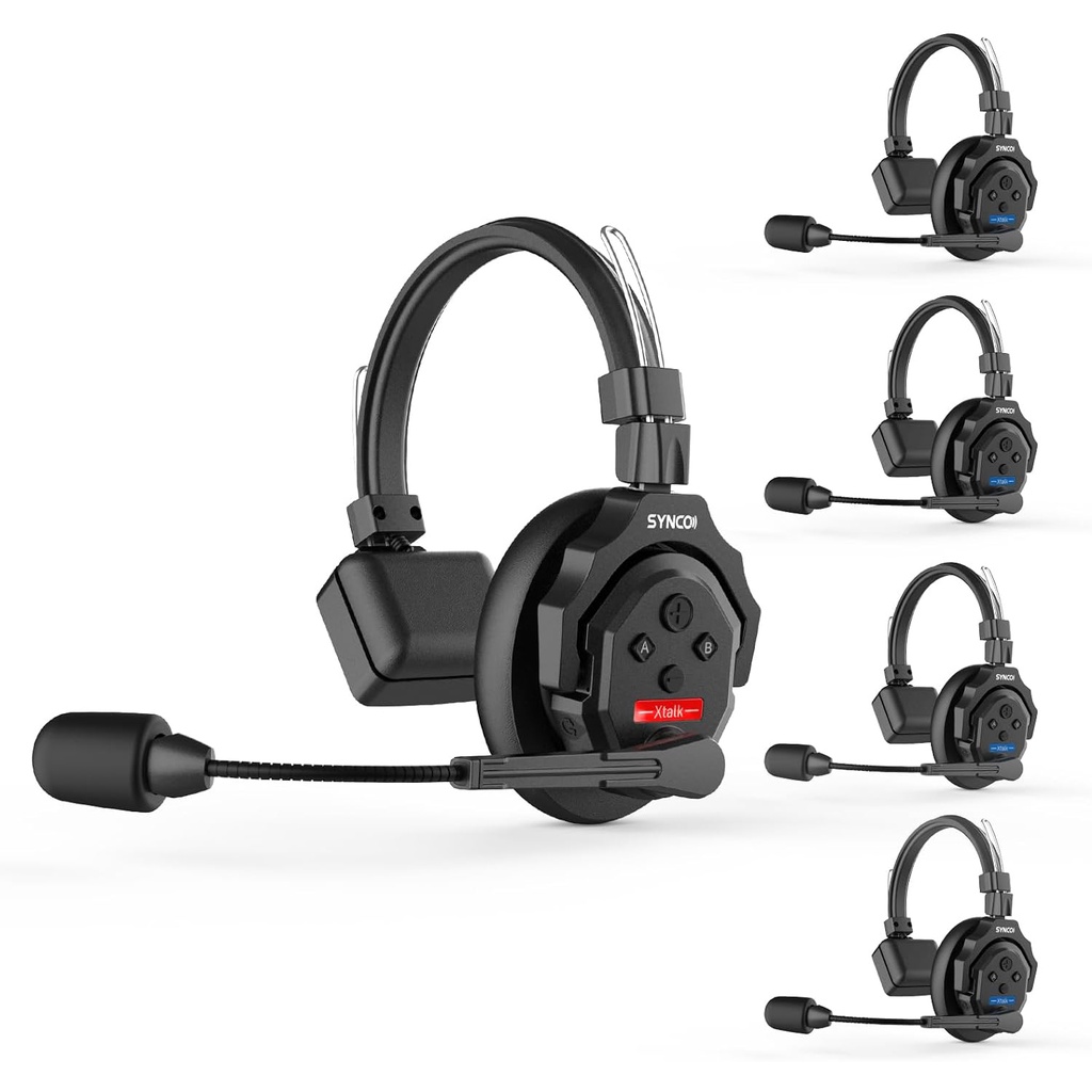 Synco Xtalk 2.4Ghz Wireless Intercom System Remote Headsets Wireless Microphone Expanded Team