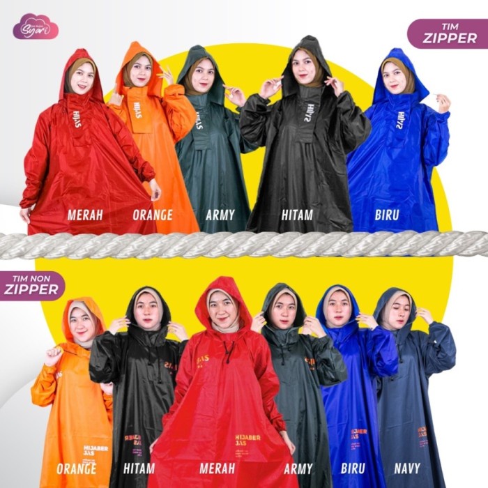 Jas Hujan Gas Nita Raincoat Hijaber Ponco Kerudung Muslimah Hijaz