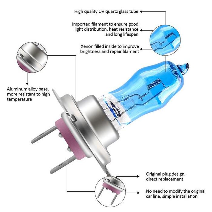 2Pcs Lampu Mobil Depan H4 Xenon Halogen Super Terang 1 Pc 100/90 Watt 12 Volt Bohlam Headlight