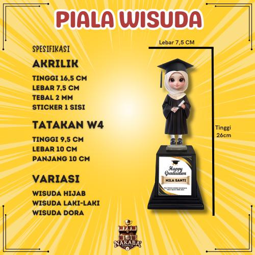 

BERMUTU Piala Akrilik Wisuda Sticker Custom Plus Tatakan Kelulusan Paud Tk Sd Smp Sma Hadiah &