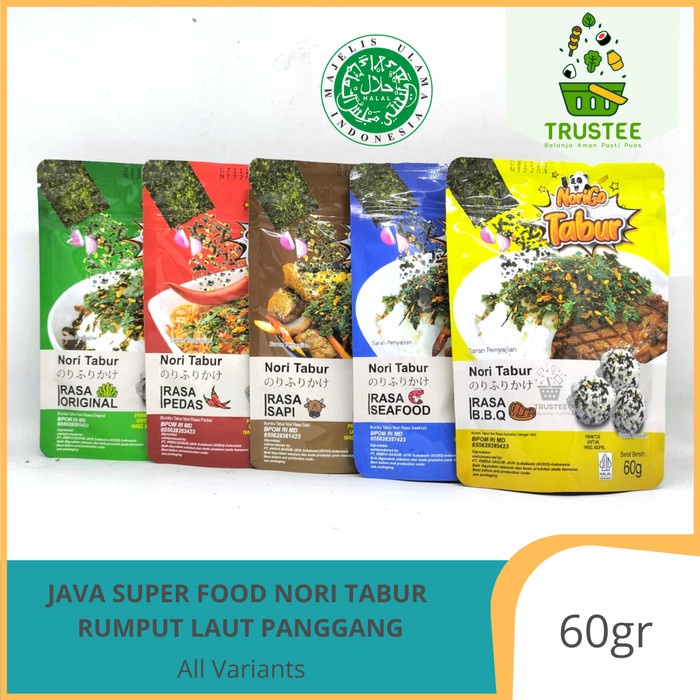 

JTTOP" JAVA SUPER FOOD NORI TABUR RUMPUT LAUT PANGGANG 60GR HALAL