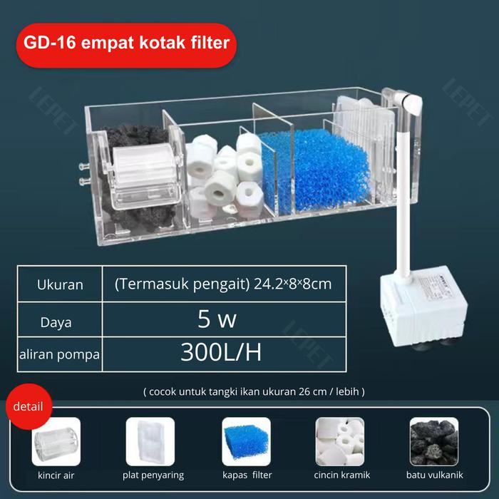 

TERLENGKAP LEPET Hanging / GD15 / GD16 / GD17 / GD18 / GD19/ Hang on Filter Aquarium / Filter