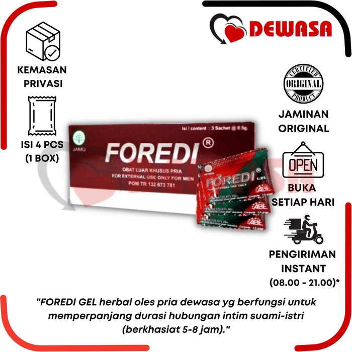 

Foredi Gel - 1 Box (4 Saet) Buat Pria Tahan Lama