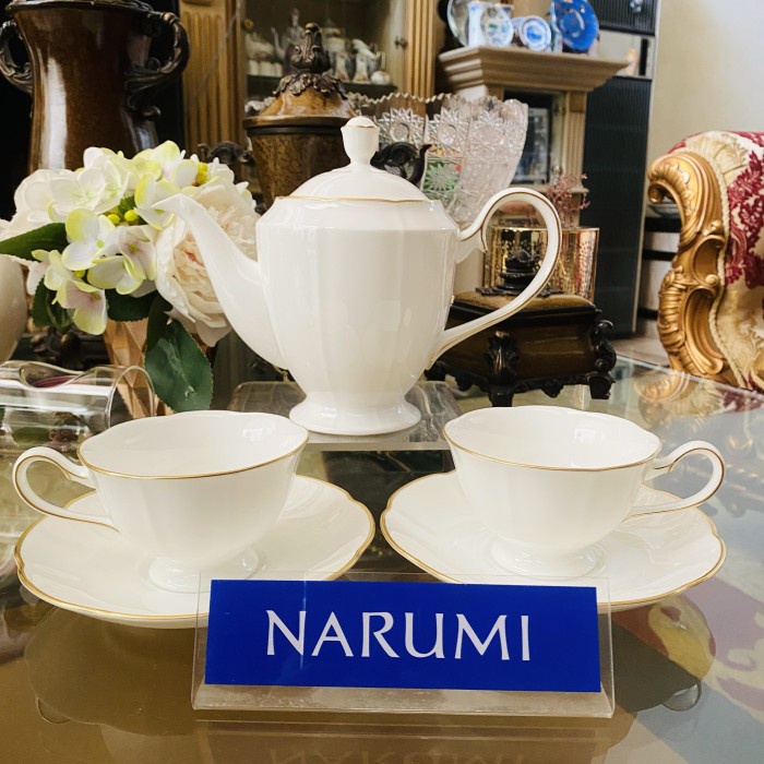 Tea Pot Tea Cup Saucer Narumi White Gold Tea Set Mewah Cantik
