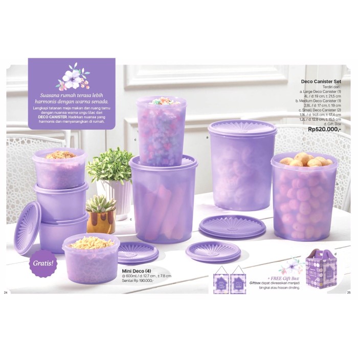 PROMO TUPPY !!! Tupperware Deco Canister Set With Gift