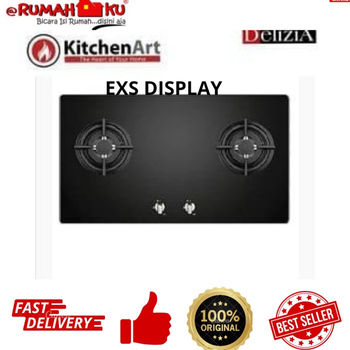 KOMPOR DELIZIA DHG 820 STTGB (BLACK GLASS) 80 CM