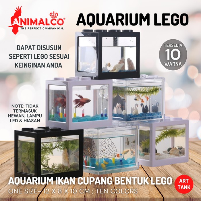 

GRATIS ONGKIR Aquarium Mini Cupang Lego Block Acrylic Akuarium Ikan Hias Kecil Akrilik Soliter Guppy