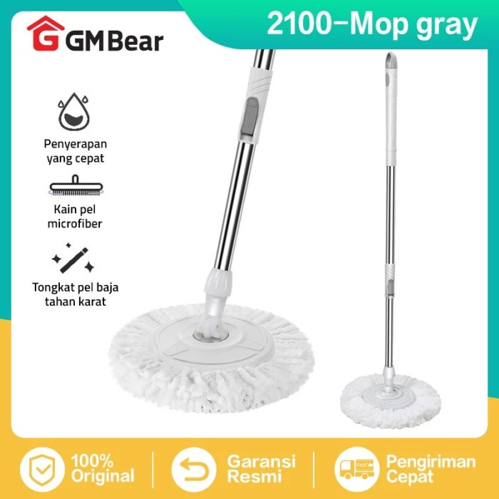 GM Bear Tongkat Pel + Kain Pel Set - Mop Stick Set with Headmop