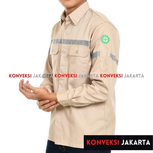 Unik Baju Wearpack Kemeja Safety K3 Proyek Tambang Lengan Panjang - Pakaian Seragam Werpak Kerja