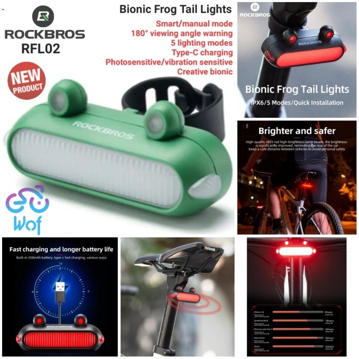 ROCKBROS RFL02 Lampu Belakang Sepeda Smart Brake Bike Rear Tail Light