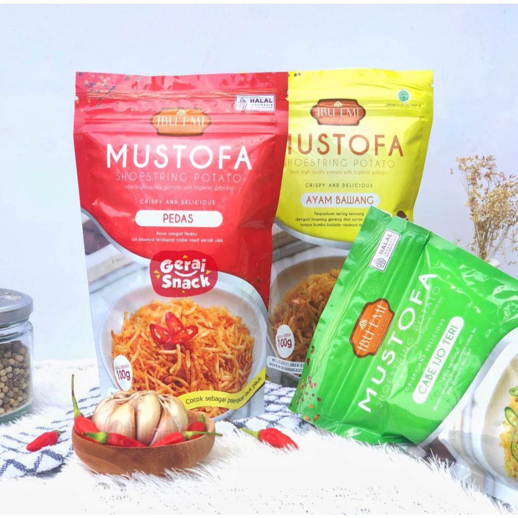 

Kentang Mustofa Ibu Emi All Varian Kering Kentang Lezat 100gr WE!