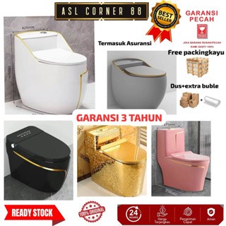 Kloset Duduk Sultan 1 Body Tutup Slow Gold /Kloset Duduk Hitam Gold