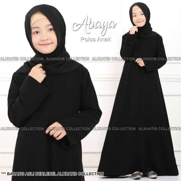 ABAYA ANAK JETBLACK SAUDI RESLETING DEPAN POLOS Muslim Gamis Hitam Dress Baju Wanita Syari Cantik