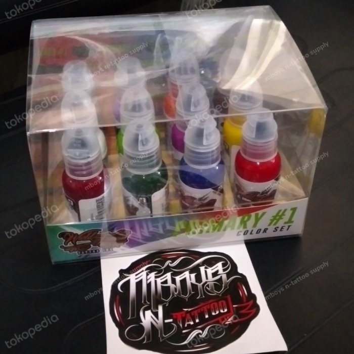 ..... Set Tinta Tattoo Word Famous 12 Color