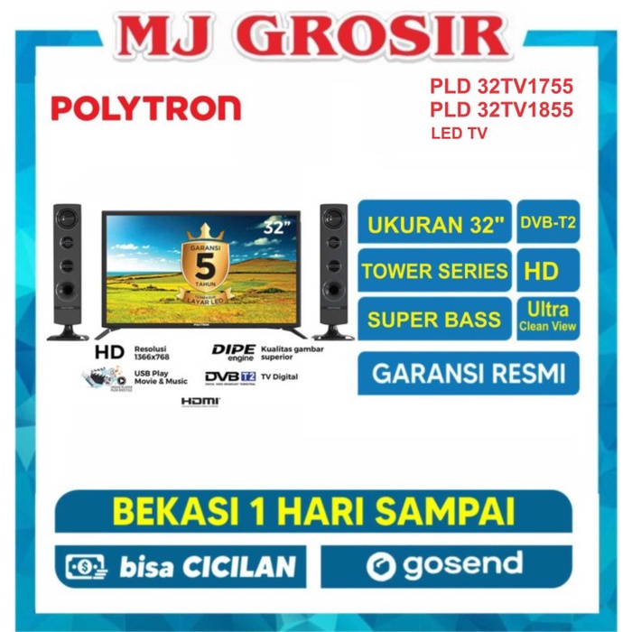 JTTOP" PROMO LED TV POLYTRON 32" 32TV0755 32 INCH USB MOVIE HD HDMI