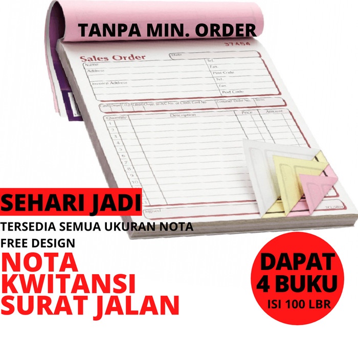 

TERLARIS! CUSTOM NOTA ISI 100 LEMBAR 1 2 3 RANGKAP PLY BON SURAT JALAN KWITANSI