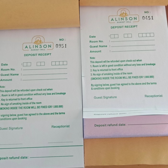 

NOTA BON KWITANSI INVOICE 2 warna Pakai nomor