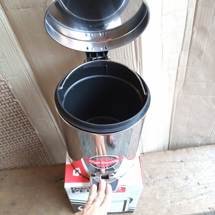 [uds] - TEMPAT SAMPAH INJAK STAINLESS/TONG SAMPAH INJAK/MASPION DUSTBIN PEDAL