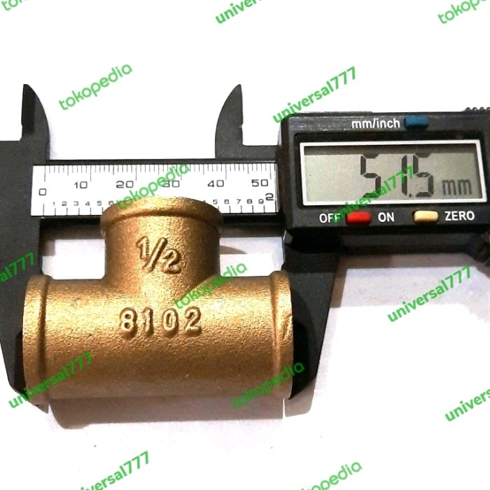 Female Tee Letter T Simpang Cabang 3 Kuningan 1/2" Drat Dalam