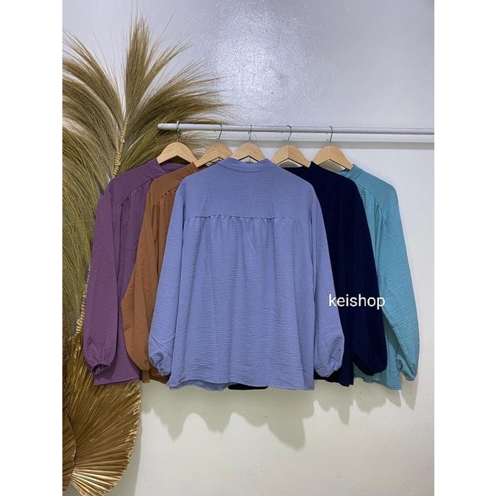 Keishop- Alina Blouse Crincle Wanita Crinkle Atasan Fit Panjang Baju