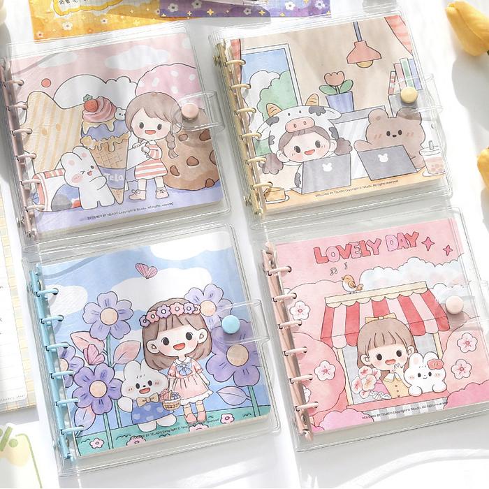 

BARANG TERLARIS Buku Binder Aesthetic Buku Tulis Kecil Notebook Farm Girl Karakter Aki Kertas Purple