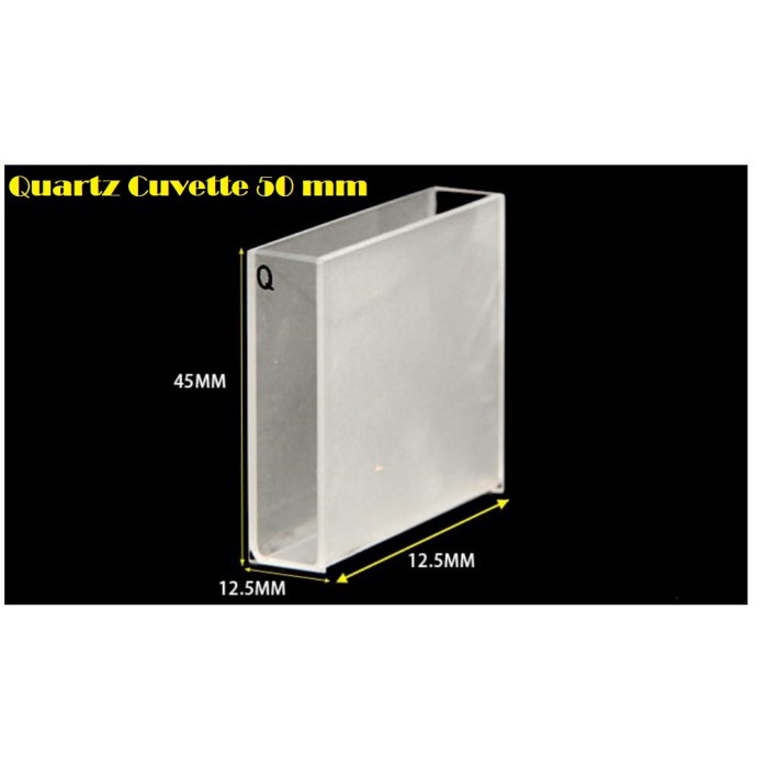 Baru- Quartz Cuvette 50 mm / Cuvette Kuvet UV Quartz kuarsa with Lid 50 mm