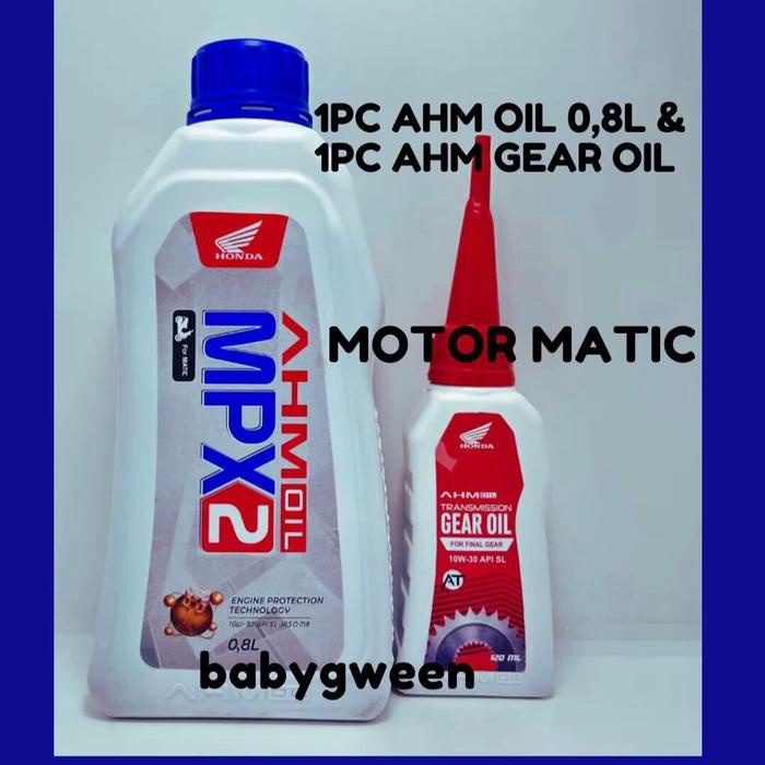1Set Oli Ahm Matic 0.8L +Oli Gardan Ahm Oli Motor Matic Top Mesin Motorcycle {Ready High Quality