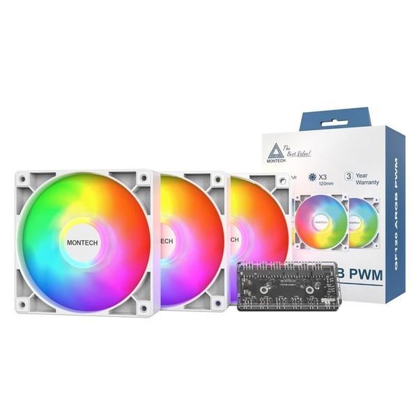 Ready FAN CASING MONTECH GF120 ARGB 3in1 Fan 3 Pack - 120mm / 12CM Fan - WHITE