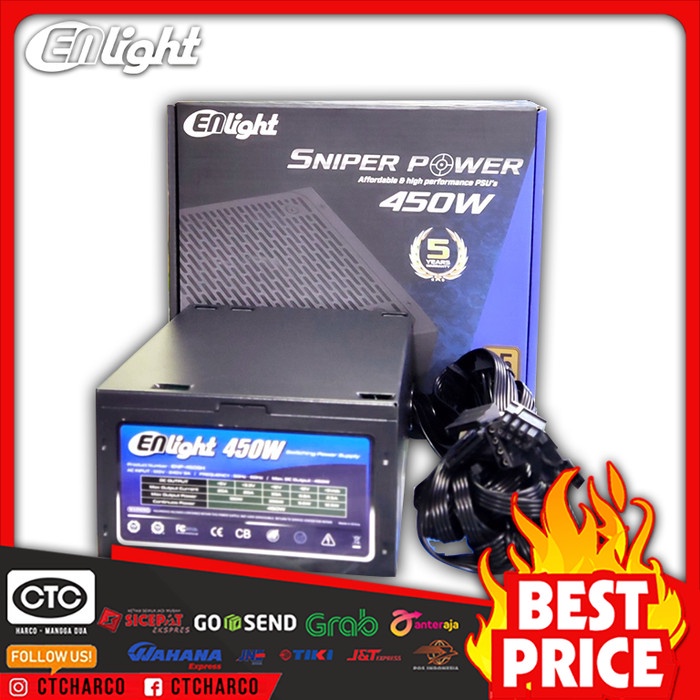 Ready PSU 450 Watt Enlight Sniper 450Watt - Power Supply PC Komputer CPU