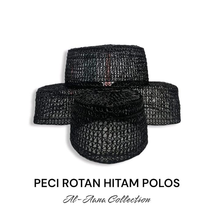 PREMIUM peci rotan T 9cm Polos Muslim