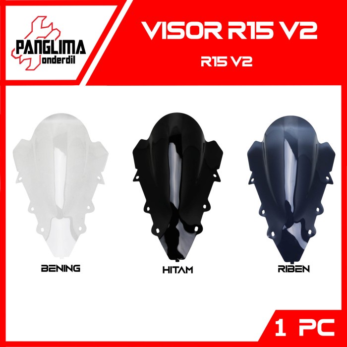 PREMIUM Visor Variasi R15-R 15 V2-V 2 Jenong Hitam-Riben-Bening Windshield
