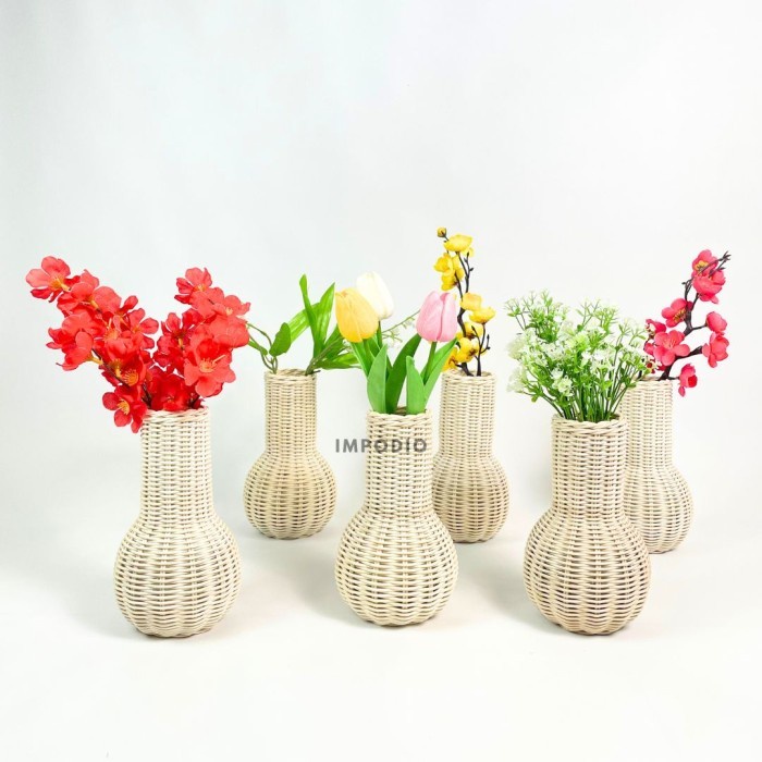 PREMIUM Vas bunga rotan - Dekorasi meja bunga artificial IMPODIO