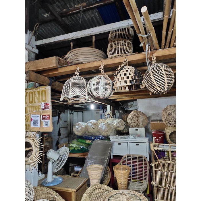 PREMIUM kap lampu hias anyaman rotan
