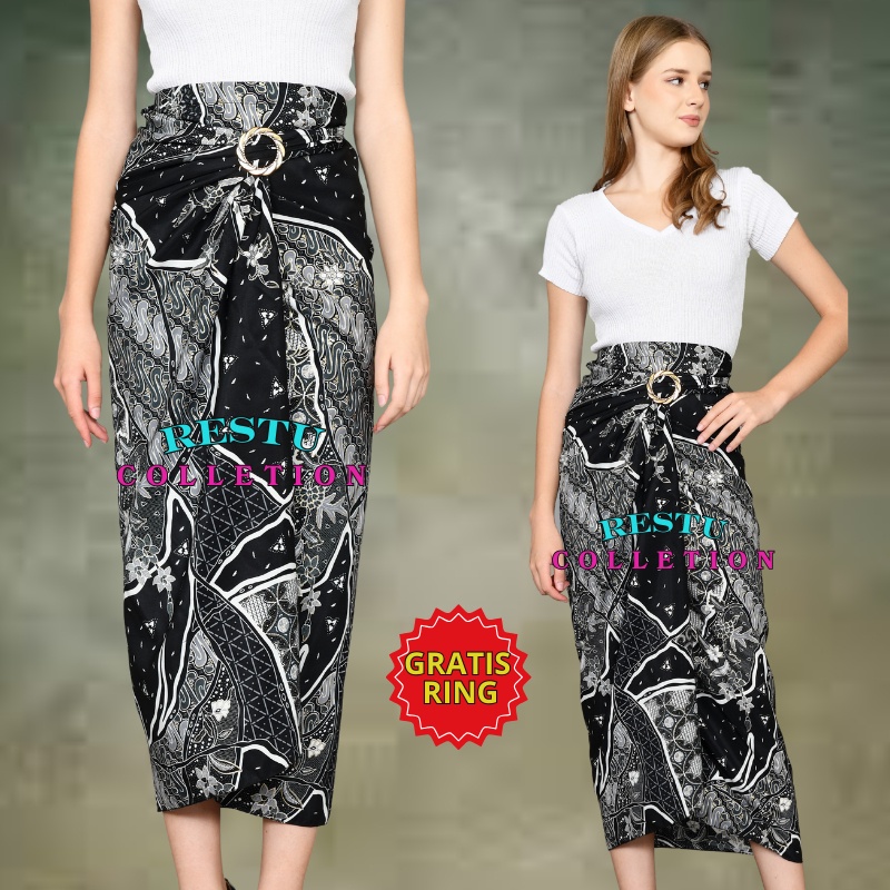 NEW ROK LILIT SONGKET MOTIF BATIK WANITA MK BIRU BAWAHAN KEBAYA WISUDA DAN KONDANGAN + GRATIS RING