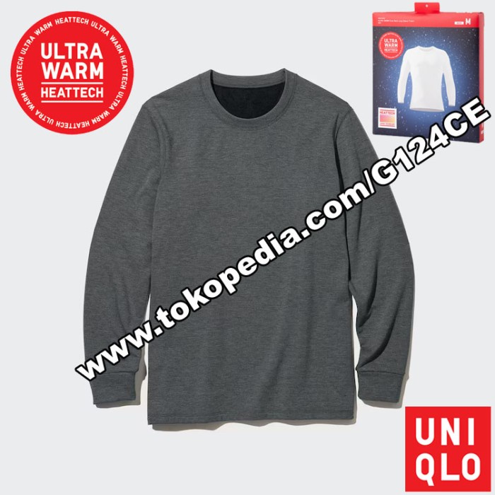 TERLARIS! ATASAN LONGJOHN PRIA UNIQLO HEATTECH UltraWarm Crew Neck 400230 D GREY