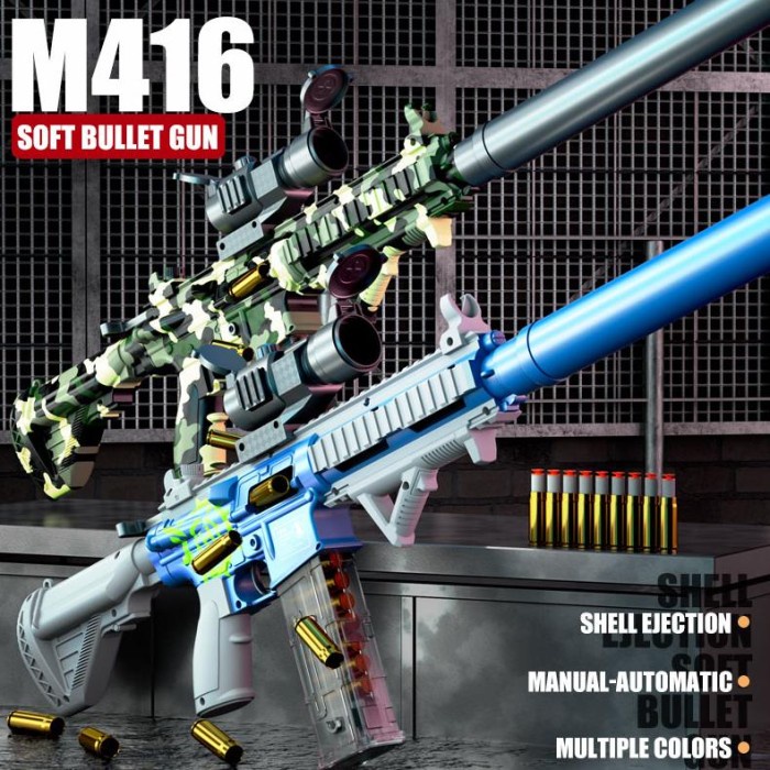 M416 Listrik dan Manual Nerf Mainan Senjata Tembak MainanMainan Tembakan Anak M416 Toy Gun Eva Soft