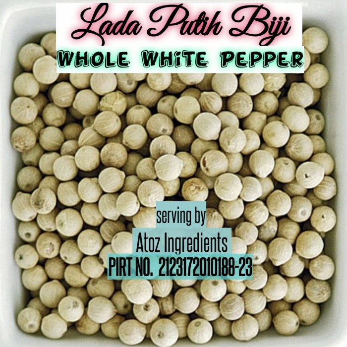 

Sale Terbatas Whole White Pepper 1 Kg / Merica Bulat / Lada Putih Utuh 1 Kg Aman