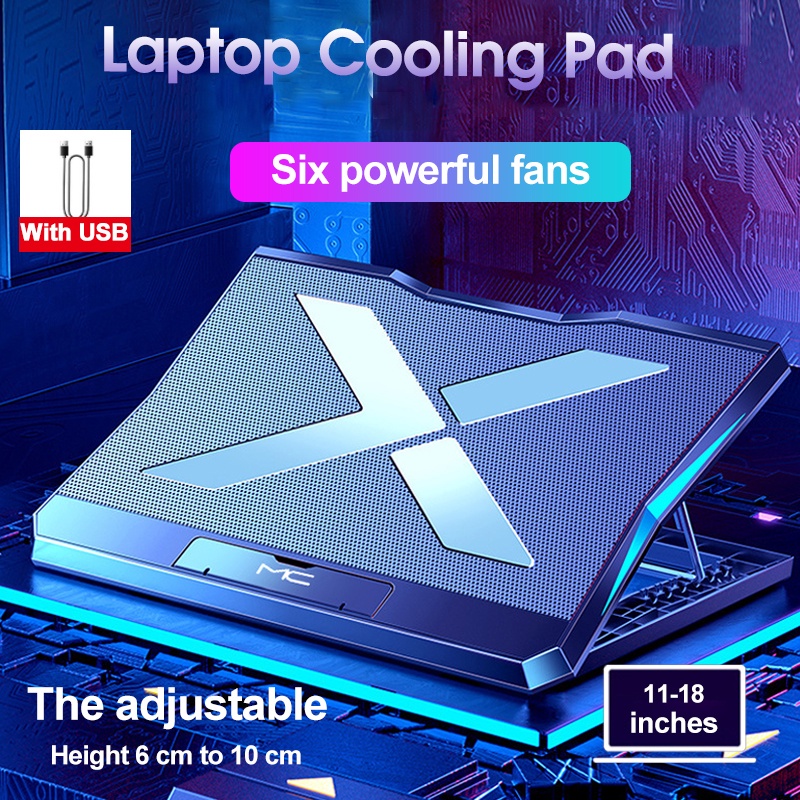 RGB Lighting Laptop Cooling Pad Six Fan Kipas laptop gaming / Pendingin Laptop / Kipas Laptop Stand
