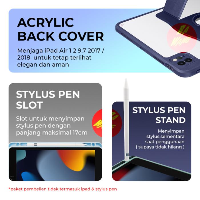 IPAD AIR 1 2 9.7 FLIP SMART COVER HARD SOFT CASE BACK ACRYLIC ROTARY 360 CASING SILIKON