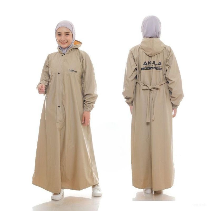 JAS HUJAN, RAINCOAT WANITA Muslimah GAMIS MOCA