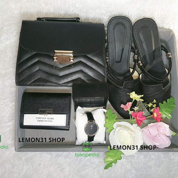 PAKET SESERAHAN HANTARAN NIKAH TAS DOMPET JAM TANGAN SEPATU SANDAL MURAH BAG SEPATU WEDGES *