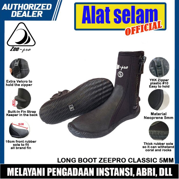 PROMO Long Boot Diving Zeepro Classic Booties 5mm Sepatu Karang Selam Scuba