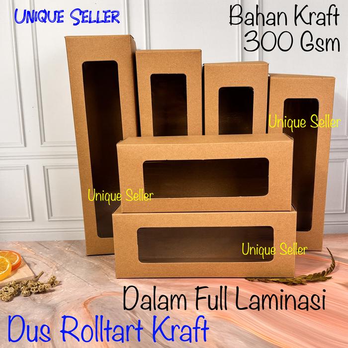 Sale Terbatas [Isi10] Dus Box Kotak Roll Tart 26X9X7.5 Kraft Jendela Full Laminasi 300 Gram / Dus