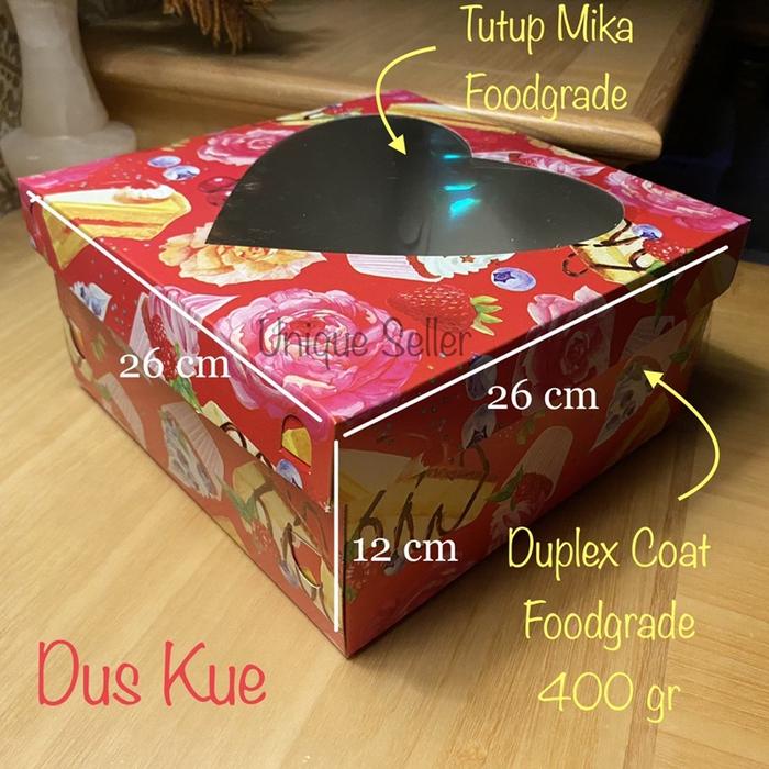 Sale Terbatas [Isi10] Dus Kue Tart 26X26X12 Tutup Hati / Dus Box Kotak Kardus Lamaran Tutup Hati