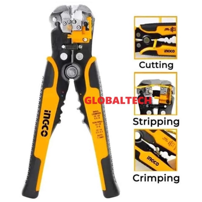 INGCO HWSP102418 AUTOMATIC WIRE STRIPPER 3IN1 TANG KUPAS KABEL POTONG TANG CRIMPING