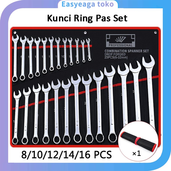 Kunci Ring Pas Set 8-16 Pcs 6-32mm Kunci Pas/Kunci Ring Pas set Tool Kunci Ring